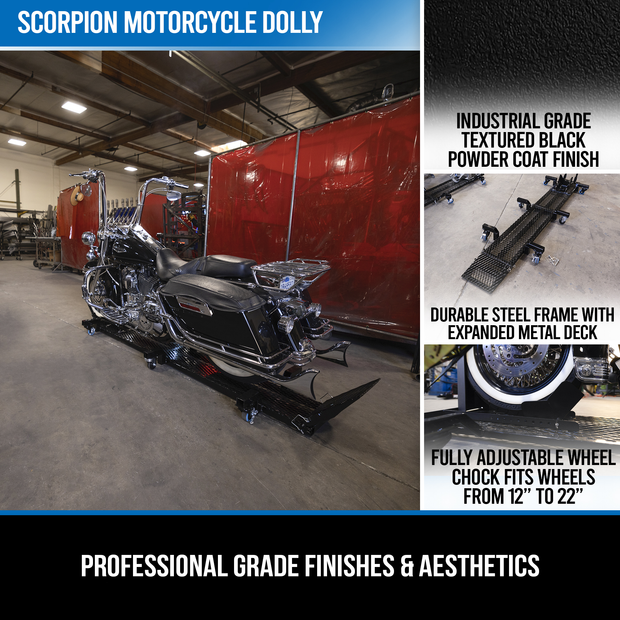 Kendon Folding Scorpion Motorcycle Dolly with Adjustable Wheel Chock