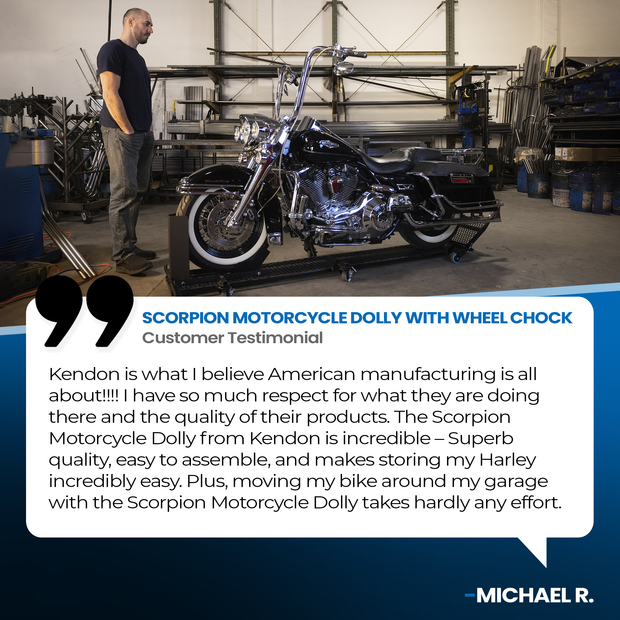 Kendon Folding Scorpion Motorcycle Dolly with Adjustable Wheel Chock